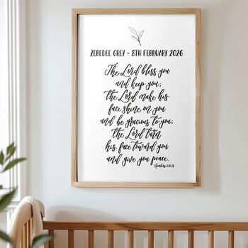 Personalised New Baby Blessing Print – Numbers Six:24–26, 2 of 4