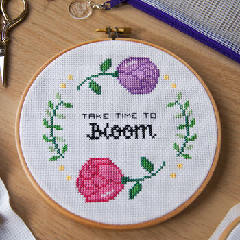 'Take Time To Bloom' Cross Stitch Kit, 4 of 5
