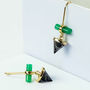 Green Glass And Black Marble Drop Earrings, thumbnail 1 of 3