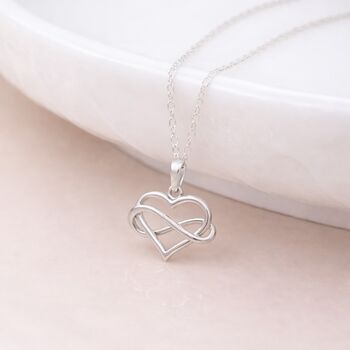 Personalised Small Sterling Silver Infinity Heart Pendant Necklace, 3 of 7
