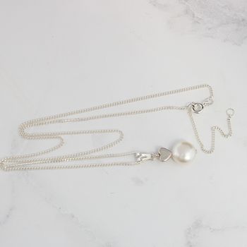 Silver Heart And Pearl Pendant And Drop Earrings Set, 8 of 10