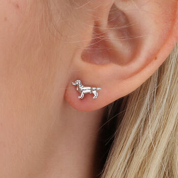18ct Gold Plated Or Silver Baby Dachshund Stud Earrings, 2 of 10