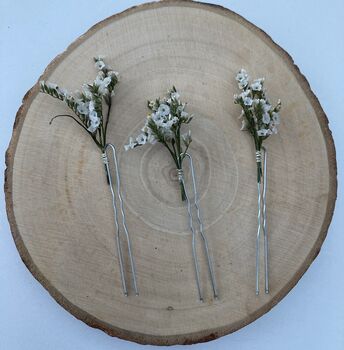 White Dried Flower Hair Pins, 5 of 7