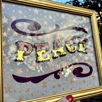 'Peace' Gold Leaf Circus Style Lettering Artwork, 5 of 9