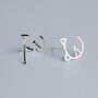 Sterling Silver Minimalist Cat Face Stud Earrings, thumbnail 3 of 6