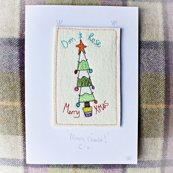 Personalised, Embroidered Christmas Tree Card, 2 of 10