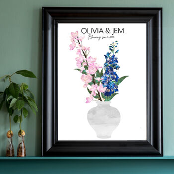 Engagement Birth Flowers Gift Custom Art Print, 3 of 10