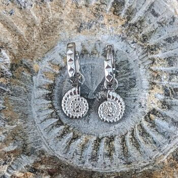 The Ammonite Accent Sterling Silver Hoop Earrings, 2 of 4