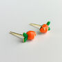 Sterling Silver Orange Carrot Stud Earrings, thumbnail 4 of 6