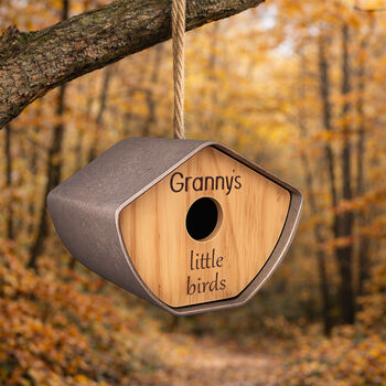 Personalised Grey Recycled Bird House, 4 of 5