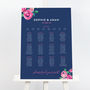 Adela Navy And Pink Floral Wedding Table Plan, thumbnail 1 of 3