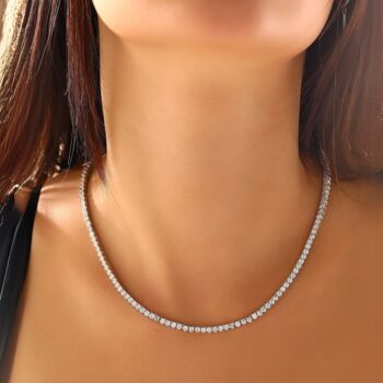 Sterling Silver Large Tennis Necklace 3mm, 9 of 9