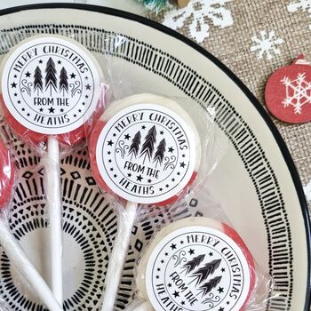 Personalised 'Merry Xmas' Black/White Small Lollipops, 2 of 4