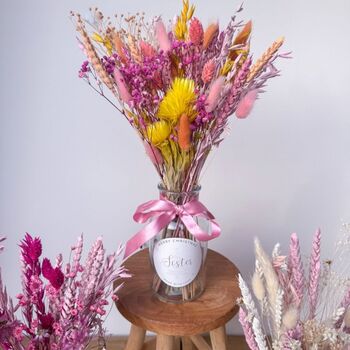 Pink Dried Flower Arrangement Vase Gift For Sister, 3 of 4