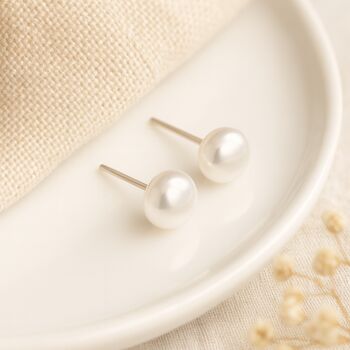 Sterling Silver Freshwater Pearl Stud Earrings – 5mm, 3 of 7