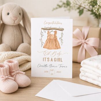 Personalised New Baby Girl Congratulations Card, 4 of 6