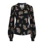 Poppy Blouse In Black Floral Dancer 1940s Style, thumbnail 1 of 2