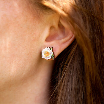 Inky Wild Rose Wildflower Birch Stud Earrings, 11 of 11
