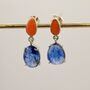 Raw Blue Sapphire, Coral Silver Earrings, thumbnail 7 of 7