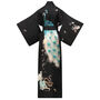 Silk Kimono Dressing Gown Royal Peacock | Black, thumbnail 3 of 10