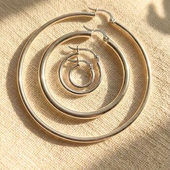 Everyday Minimalist Plain Sterling Silver Hoop Earrings, 4 of 5