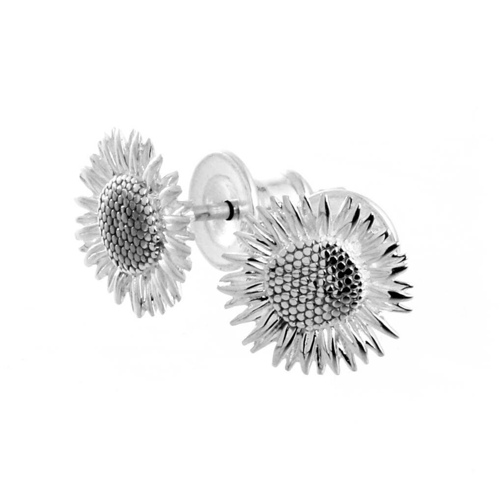 Sunflower Silver Stud Earrings By Scarlett Off The Map Jewellery ...