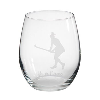 Personalised Female Hockey Player Engraved Glass, 2 of 4