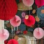 Tissue Paper Fan Decorations Pink Or Red, thumbnail 1 of 8