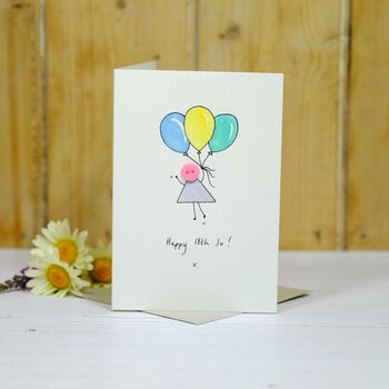 Personalised 'Floating Button' Handmade Birthday Card, 4 of 4