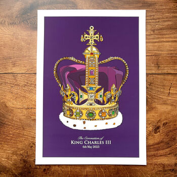 King Charles Coronation St Edwards Crown Art Print, 3 of 6