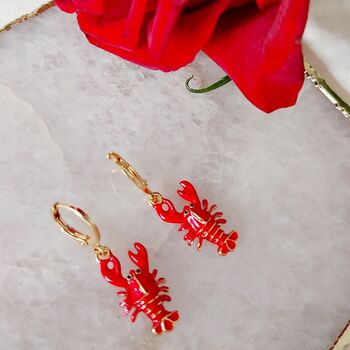 Red Lobster Hoop Earrings, 5 of 6
