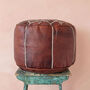 Moroccan Leather Tile Print Pouffe, thumbnail 8 of 11