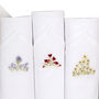 Box Of Three Embroidered Flowers Hankies, thumbnail 1 of 2