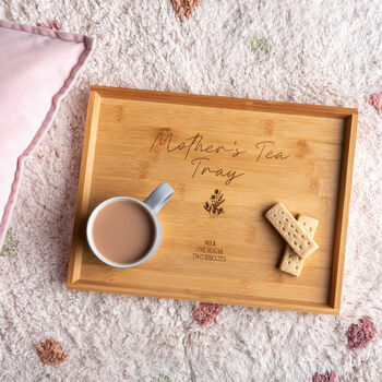 Personalised Engraved Mother's Bamboo Tea Break Tray, 4 of 4
