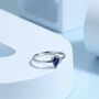 Created Blue Sapphire Droplet Ring In Sterling Silver, thumbnail 5 of 8