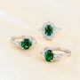 Emerald Halo Engagement Ring In Sterling Silver And Gold, thumbnail 11 of 12