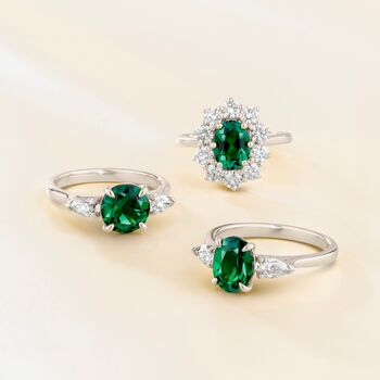 Emerald Halo Engagement Ring In Sterling Silver And Gold, 11 of 12