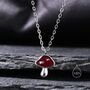 Extra Tiny Mushroom Pendant Necklace In Sterling Silver, thumbnail 7 of 10