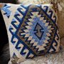 Turkish Kilim Blue Diamond Cushion, thumbnail 5 of 10