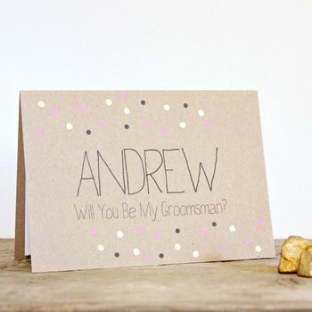 Personalised 'Be My Groomsman' Gold Dots Wedding Card, 2 of 4
