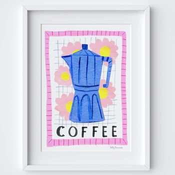 Moka Pot Coffee Art Print Watercolour Collage Poster, 2 of 3