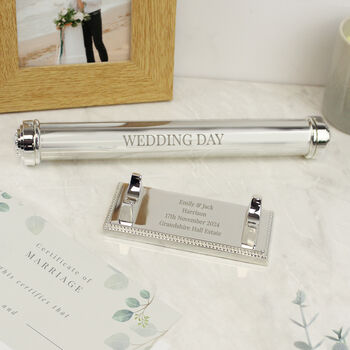 Personalised Wedding Silver Plated Certificate Holder, 4 of 4