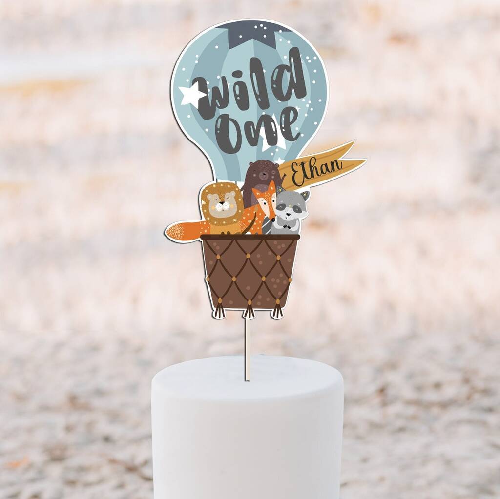 Personalised Wooden Wild One Cake Topper Kids Birthday, 1 of 3