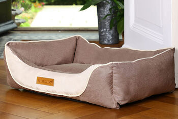 Luxury Faux Linen Dog Bed, 3 of 5