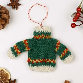 Set Of Two Fair Trade Knit Jumper Hanging Decorations, 5 of 7