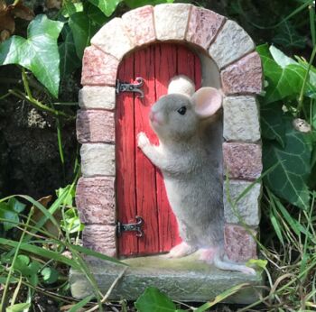 Mouse Opening Red Door Fairy Garden Decoration With Bag, 3 of 4