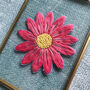 Flower Power Pink Daisy Embroidery Framed Artwork, thumbnail 6 of 6