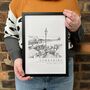 Whitby Abbey Steps Hand Illustrated Yorkshire Print, thumbnail 3 of 8