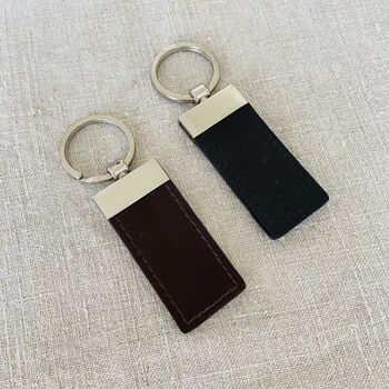 Men's Leather / Silver Keyring ~ Boxed, 3 of 4