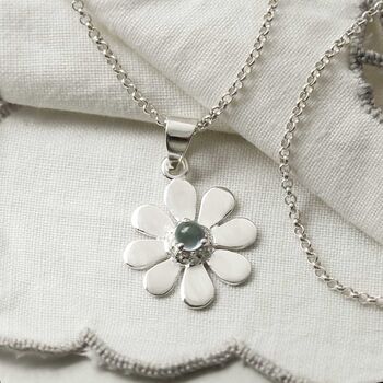 Sterling Silver Gemstone Daisy Necklaces, 4 of 9